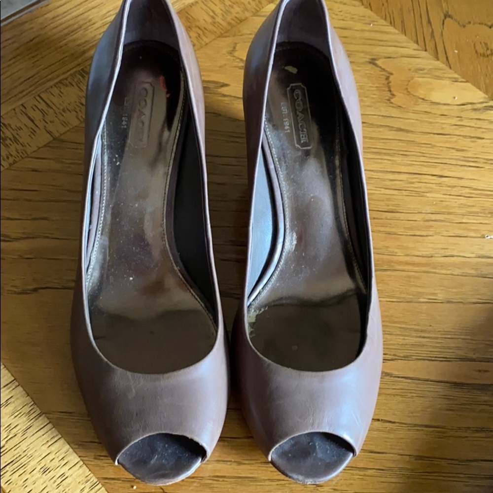 Coach open toe wedges